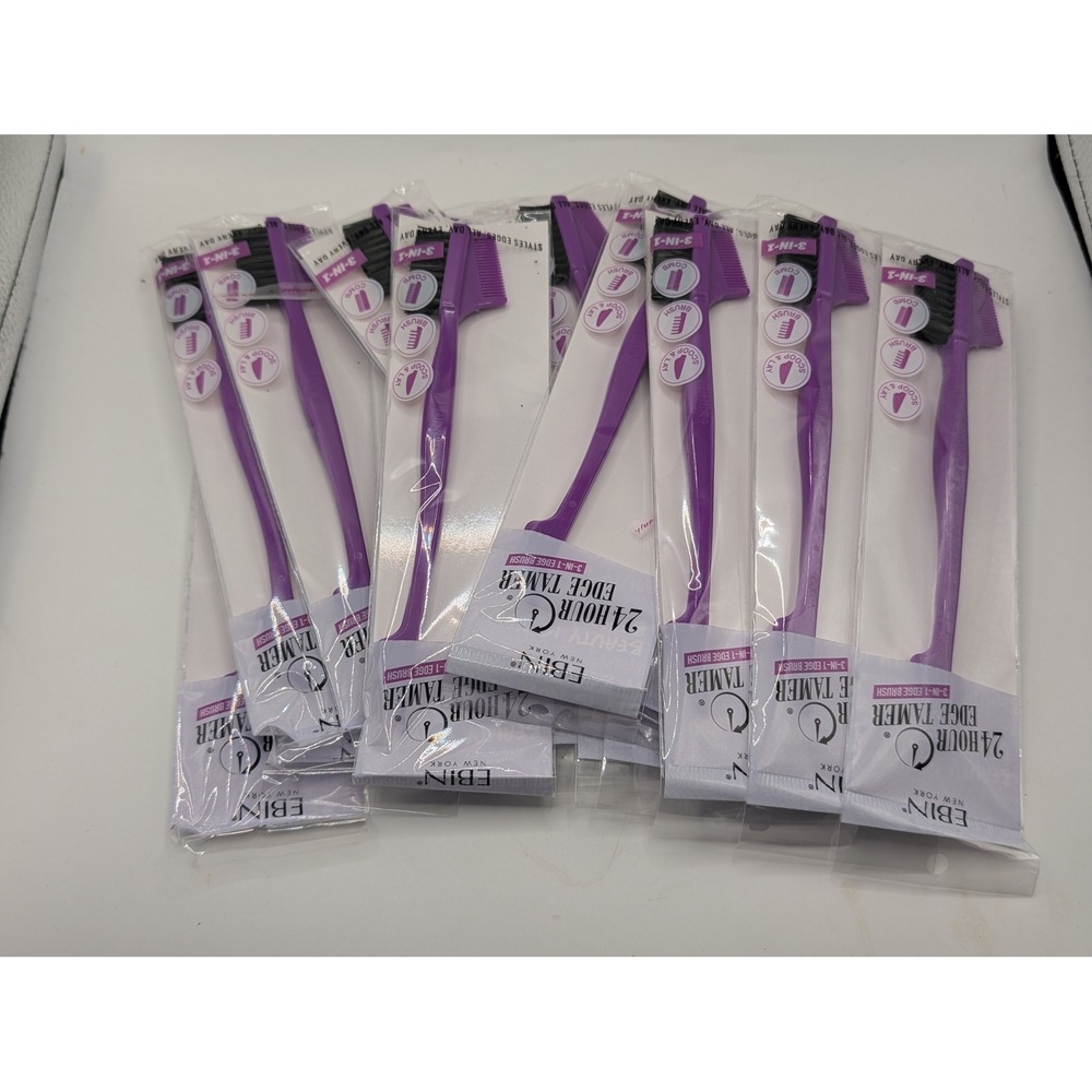 Ebin New York 24 Hour Edge Tamer 3-in-1 Edge Brush Purple Lot of 18 New Sealed